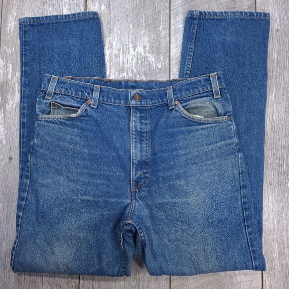 Vintage Levis Mens 509 Orange Tab Jeans Size 36x32 Blue Denim Straight Leg - Picture 5 of 11